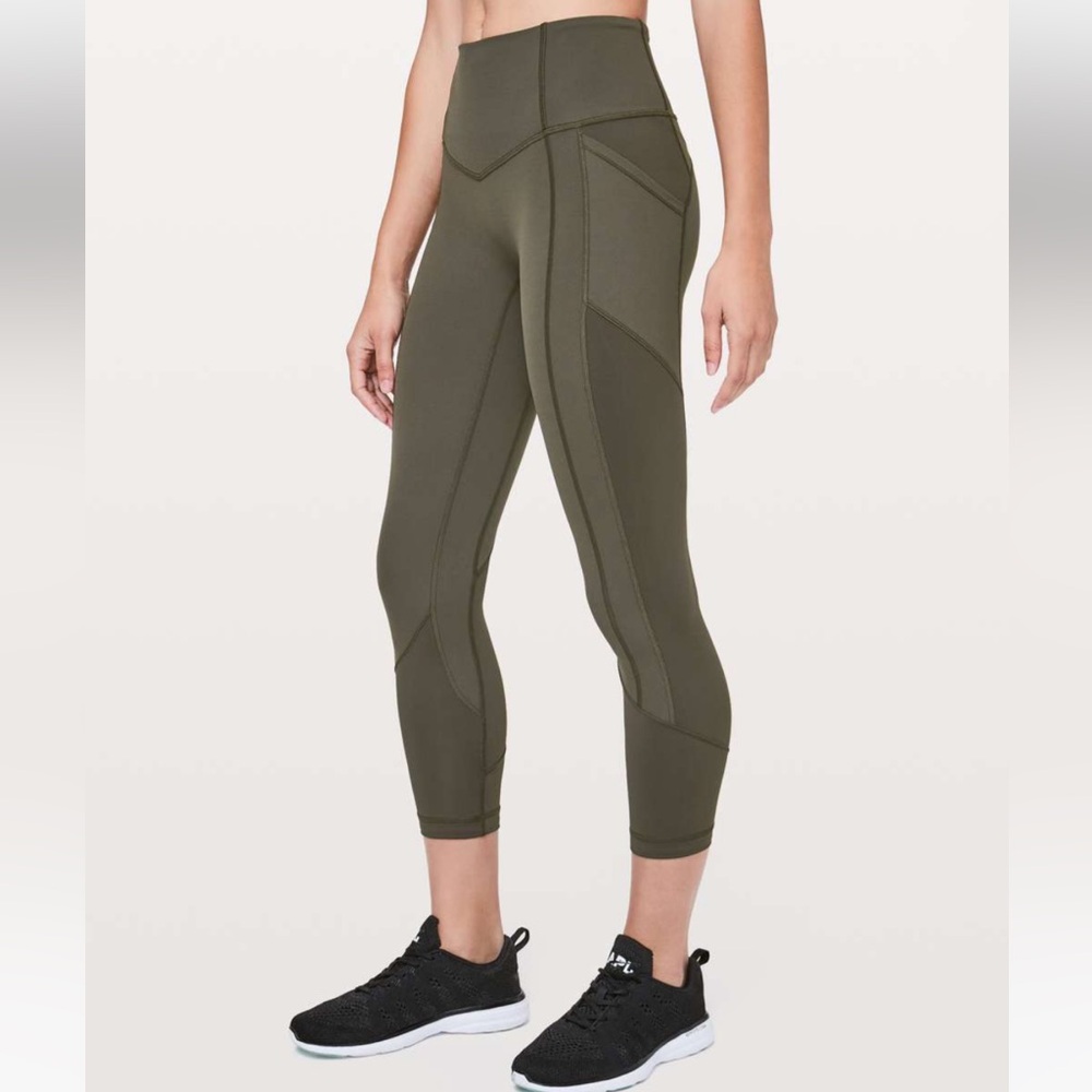 LULULEMON ALL THE RIGHT PLACES CROP II 23” LEGGINGS | SIZE 8 | COLOR DARK OLIVE